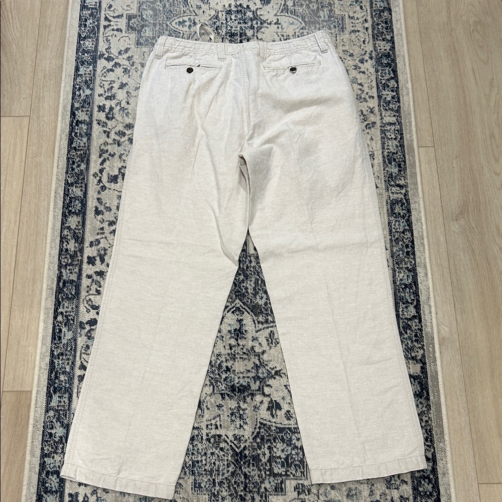 Men's Beige Linen Pants - Picture 3 of 3